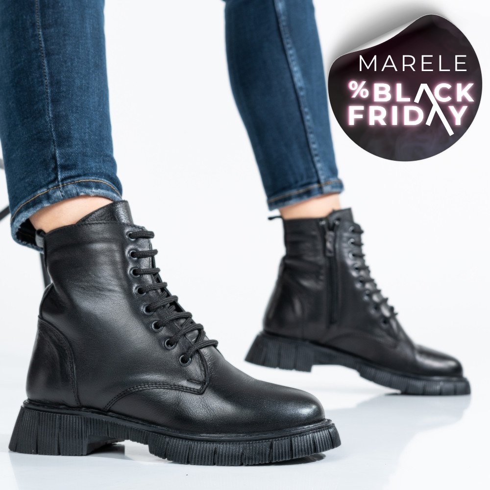 GHETE NEGRE PIELE NATURALA ZPC102