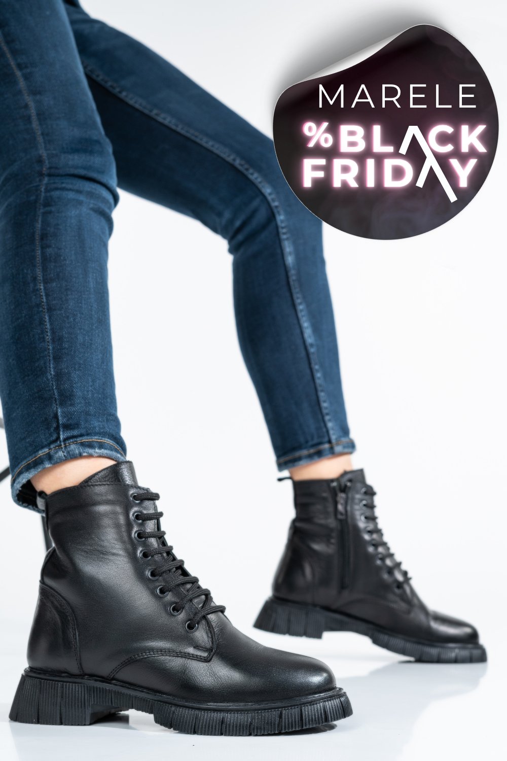 GHETE NEGRE PIELE NATURALA ZPC102