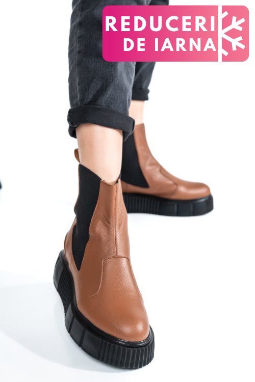 Ghete maro deschis piele naturala 2pc01l