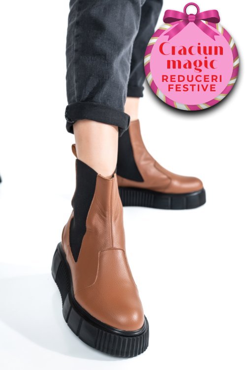 Ghete maro deschis piele naturala 2pc01l