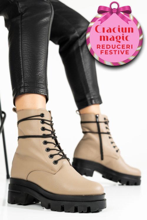 Ghete bej piele naturala 1s7780