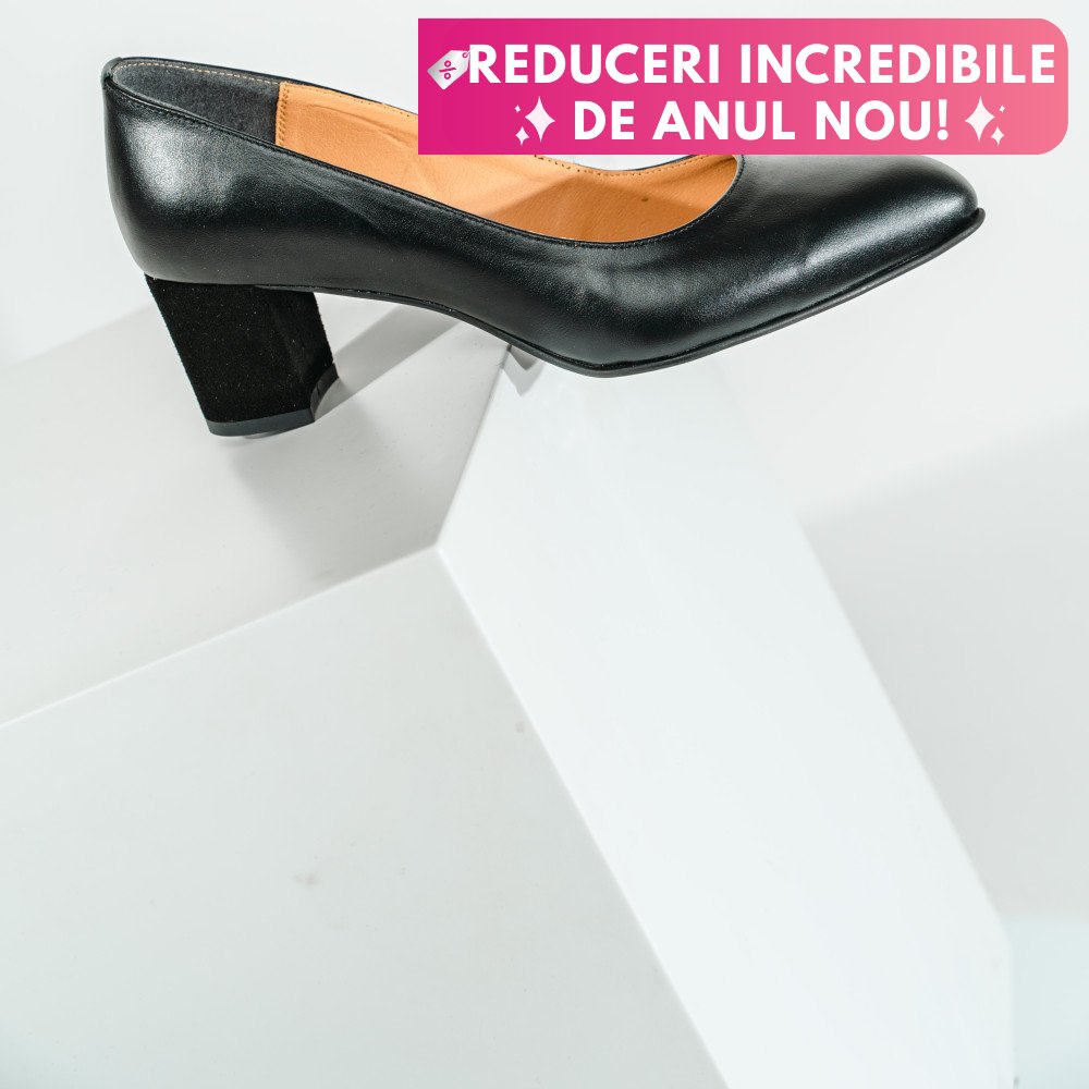 PANTOFI NEGRI TOC PIELE NATURALA  LERA