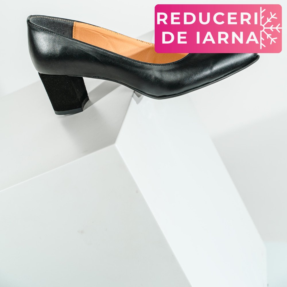 PANTOFI NEGRI TOC PIELE NATURALA  LERA