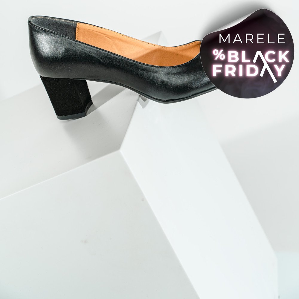 PANTOFI NEGRI TOC PIELE NATURALA  LERA