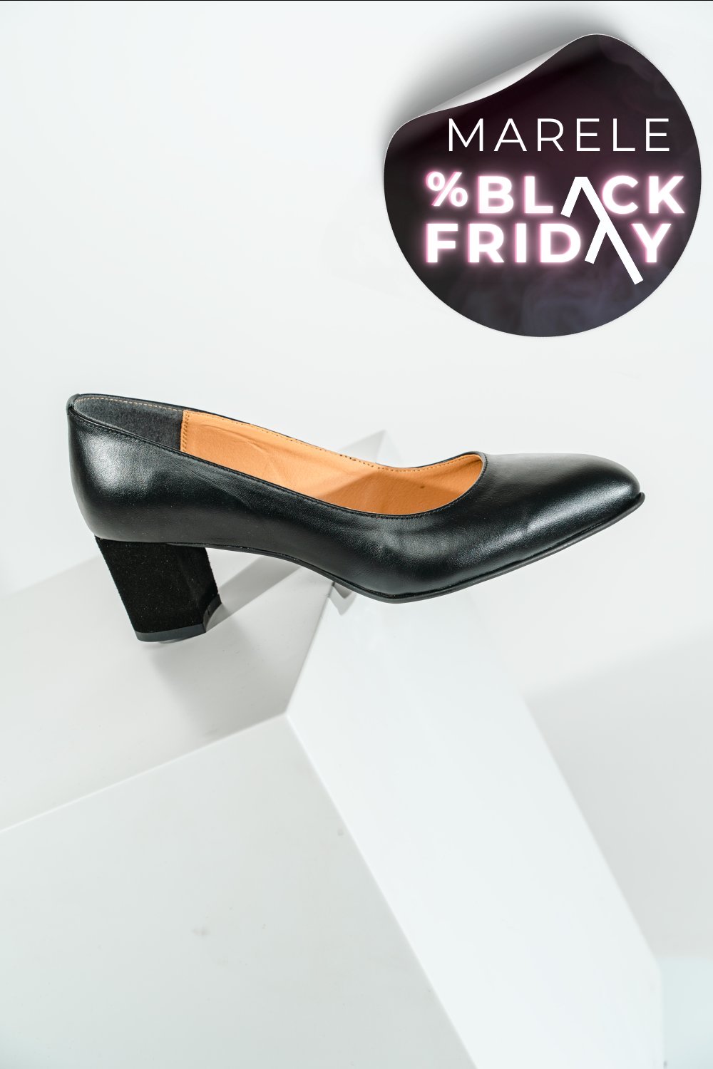 PANTOFI NEGRI TOC PIELE NATURALA  LERA