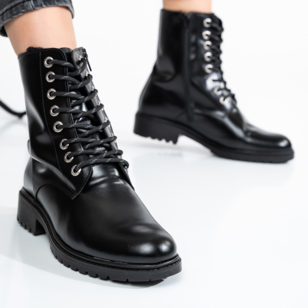 GHETE NEGRE PIELE NATURALA 1PC25-A