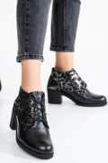 BOTINE NEGRU ARGINTIU PIELE NATURALA 0PC6