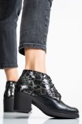 BOTINE NEGRU ARGINTIU PIELE NATURALA 0PC6