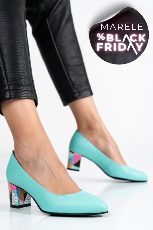 Pantofi turcoaz piele naturala 1pc507