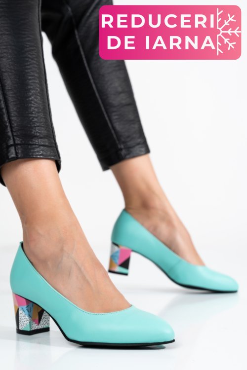 Pantofi turcoaz piele naturala 1pc507