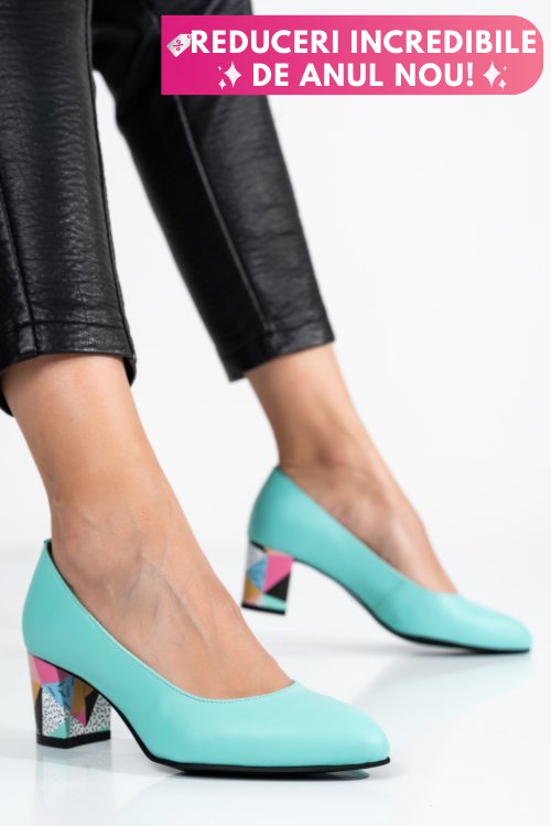 Pantofi turcoaz piele naturala 1pc507