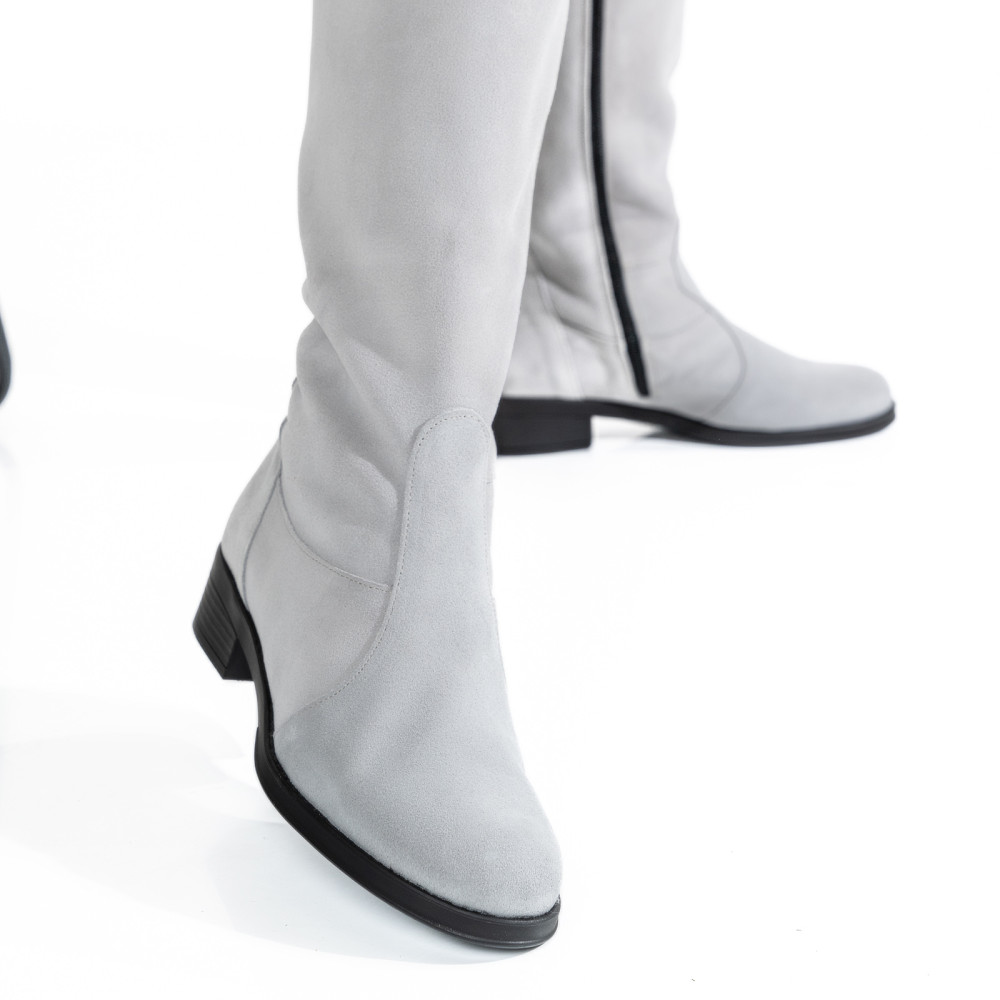 CIZME GRI DESCHIS PIELE NATURALA INTOARSA 7PC01-IMB