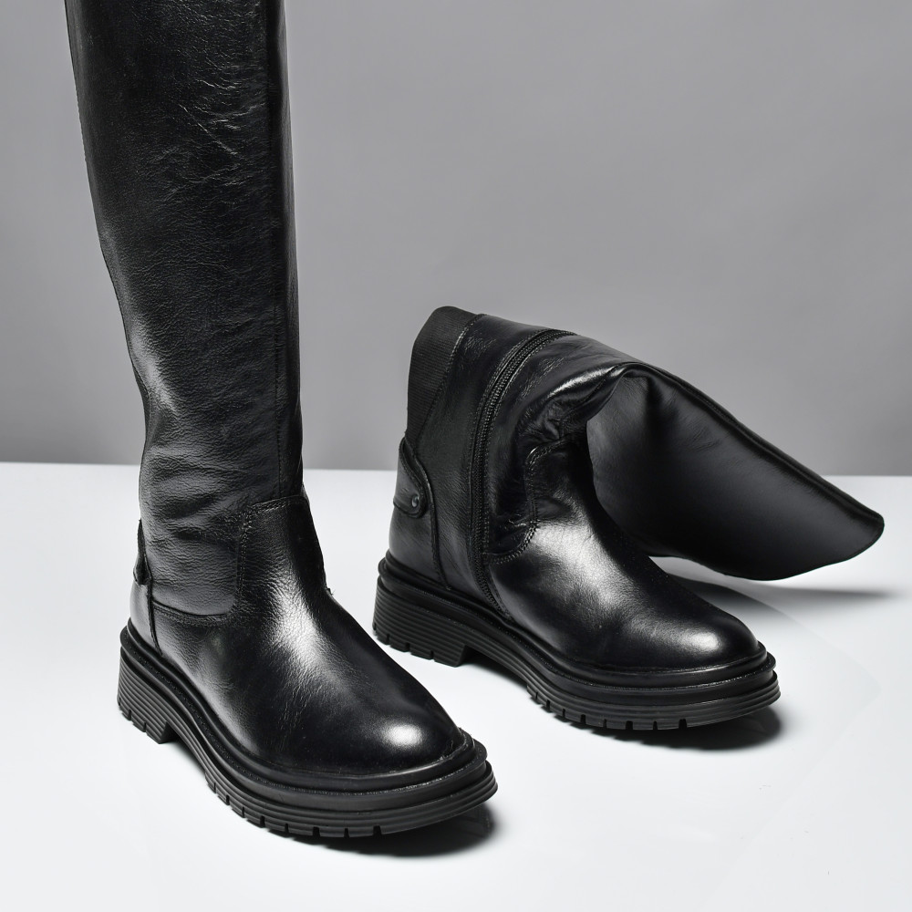 CIZME NEGRE FEMEI PIELE NATURALA 8566