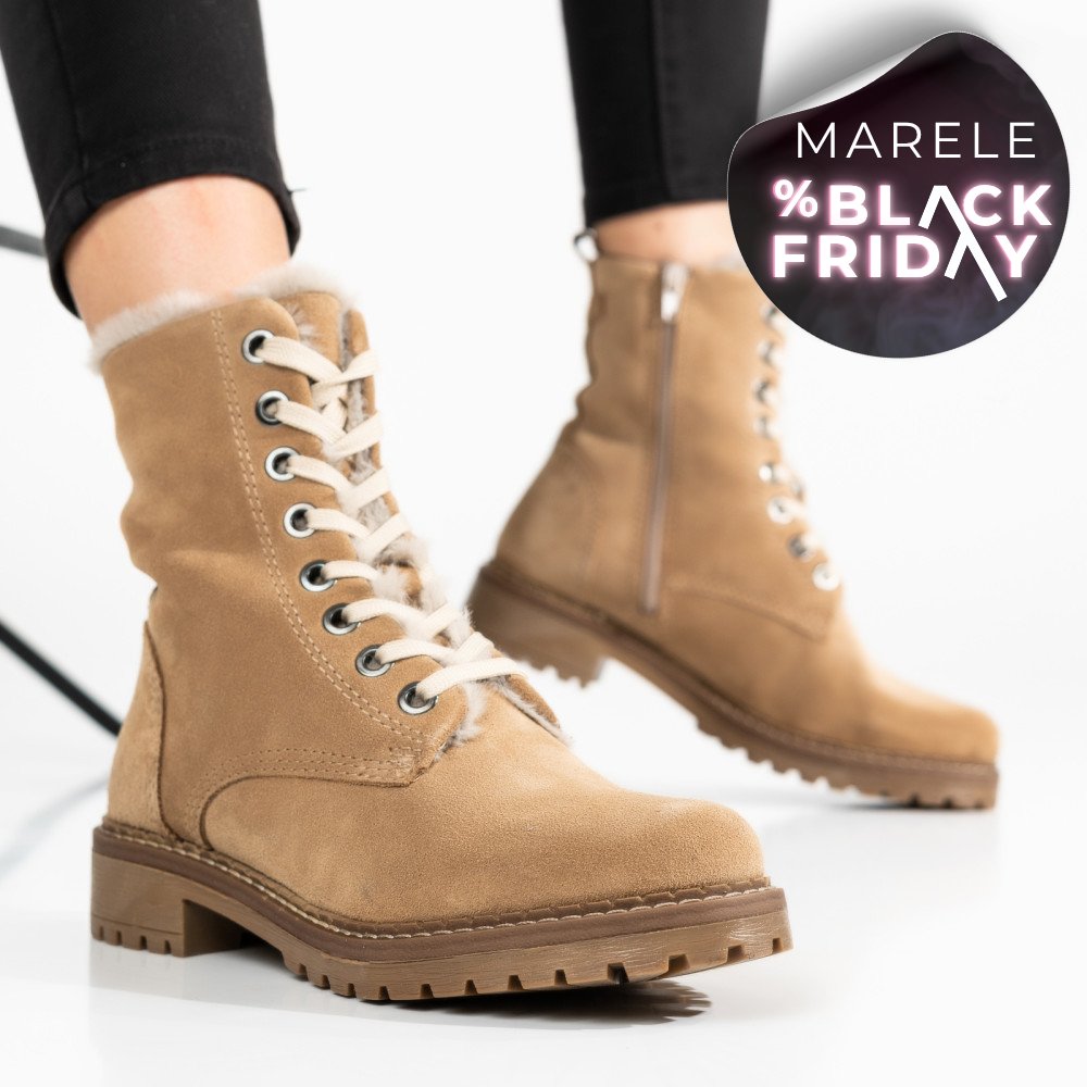 GHETE DAMA IMBLANITE PIELE NATURALA INTOARSA BEJ WS77H68H01