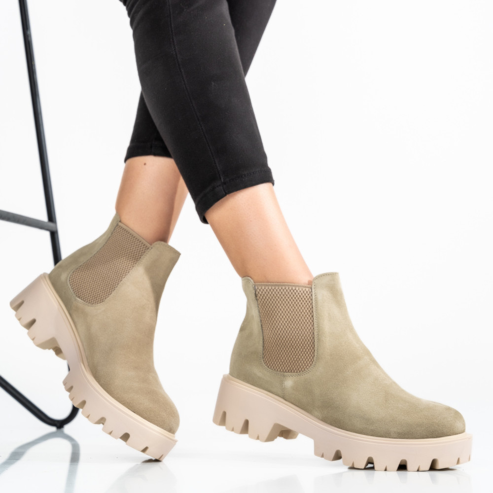 GHETE BEJ PIELE NATURALA INTOARSA RS7717