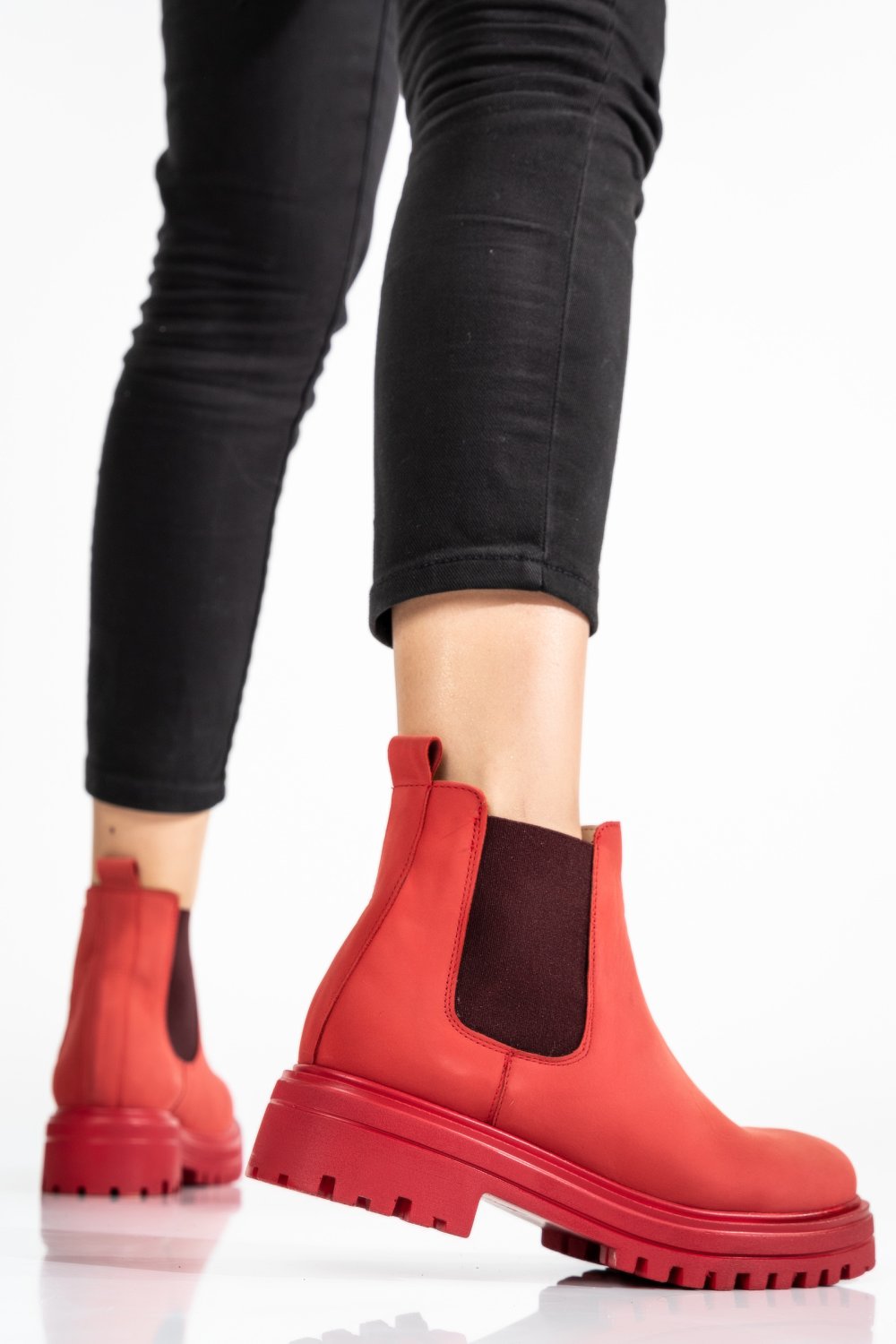 GHETE ROSII PIELE NATURALA 2S7779