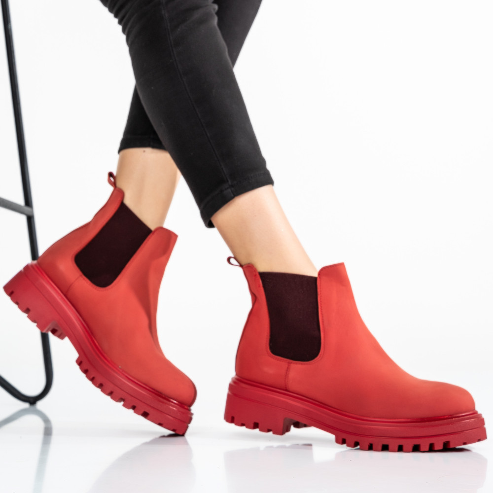 GHETE ROSII PIELE NATURALA 2S7779