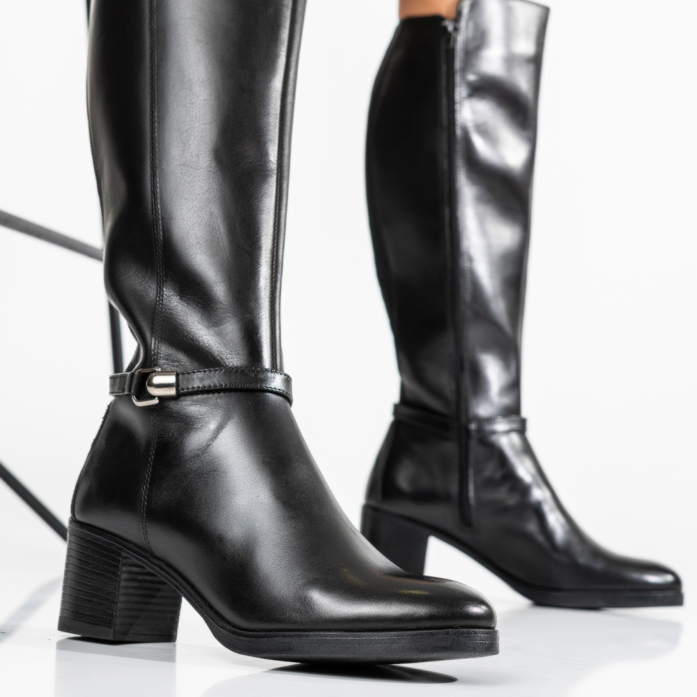 CIZME FEMEI PIELE NATURALA NEGRE WS77B70H09