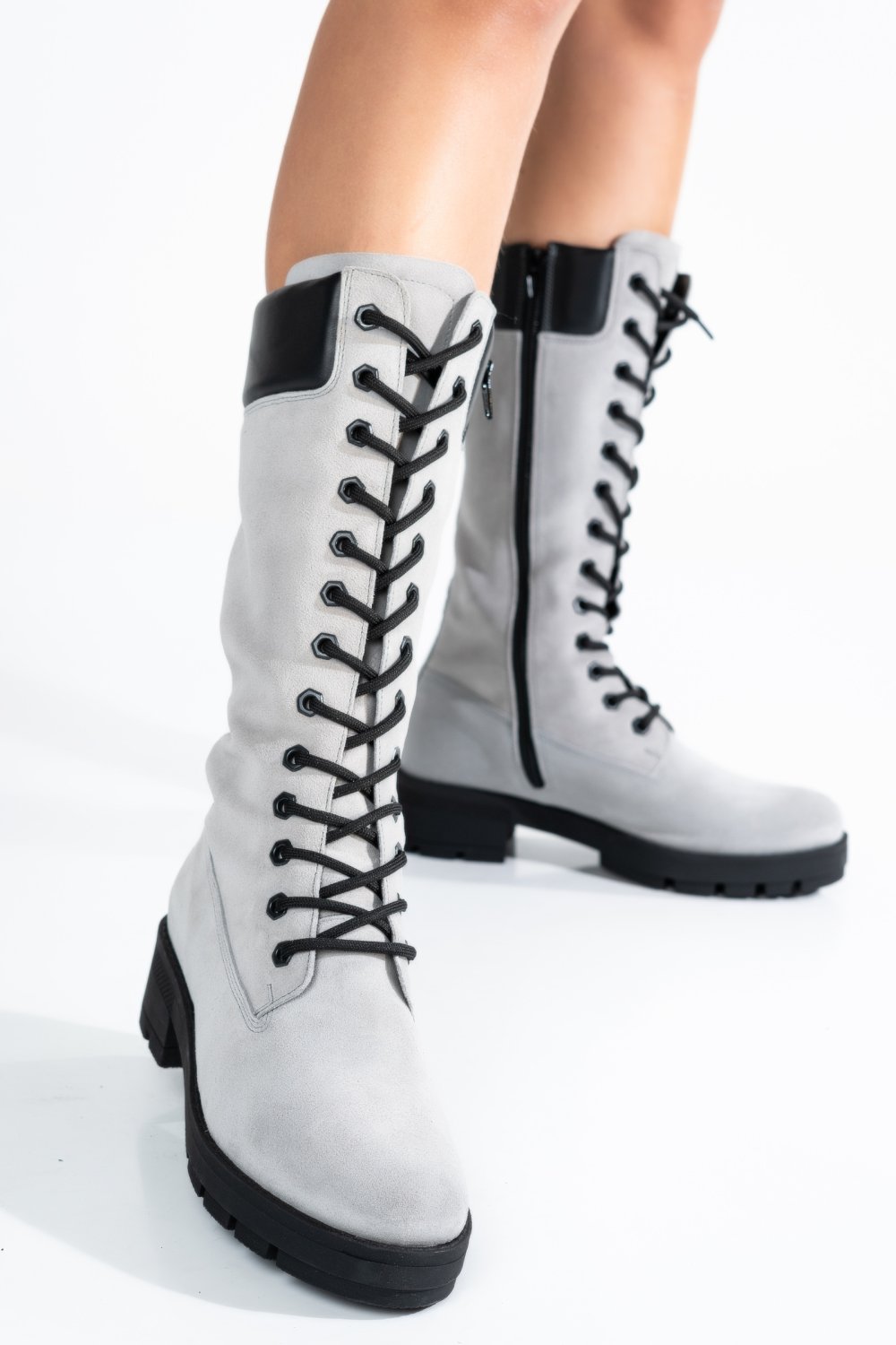 CIZME GRI DESCHIS PIELE NATURALA INTOARSA 1S7736