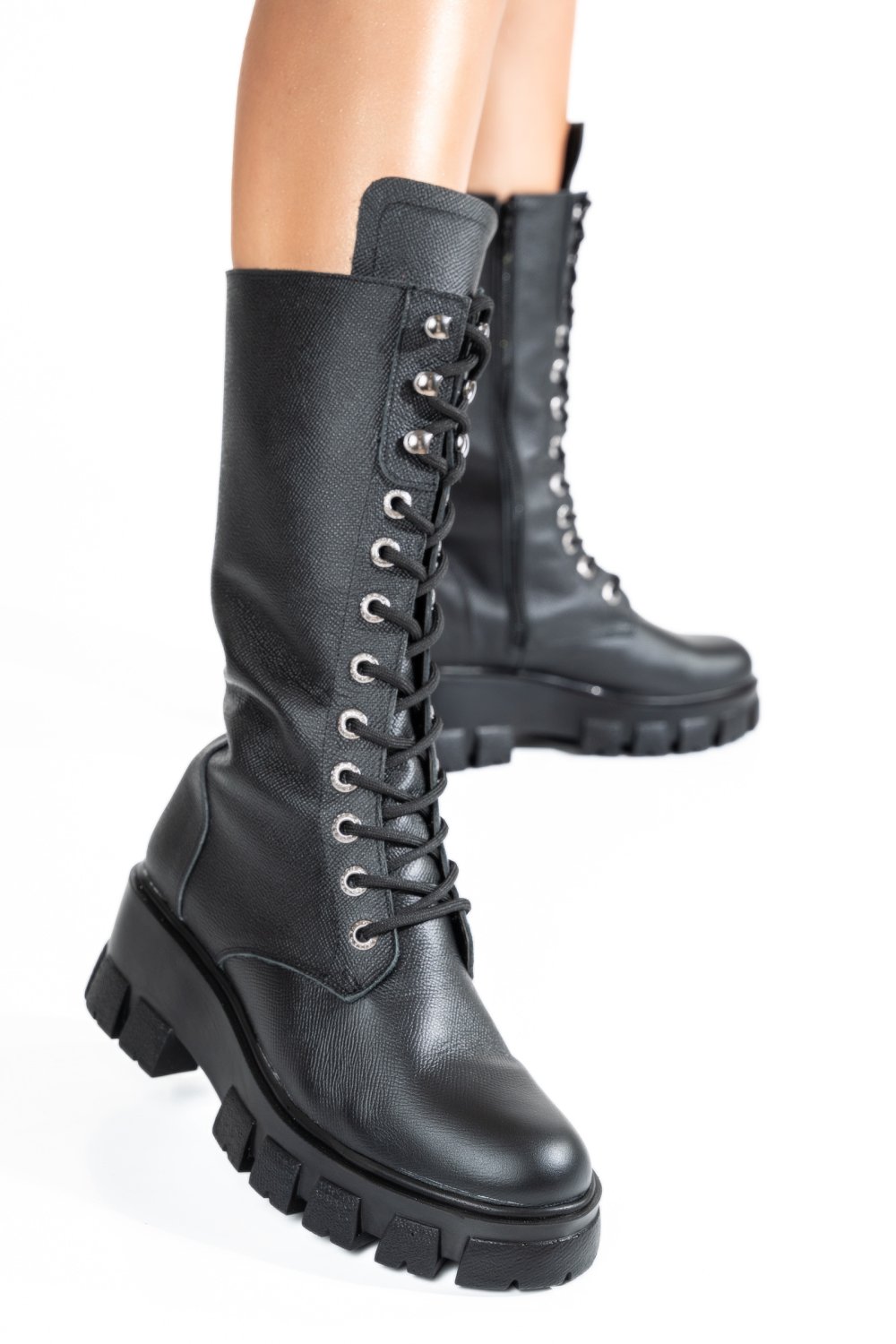 GHETE NEGRE PIELE NATURALA 195L
