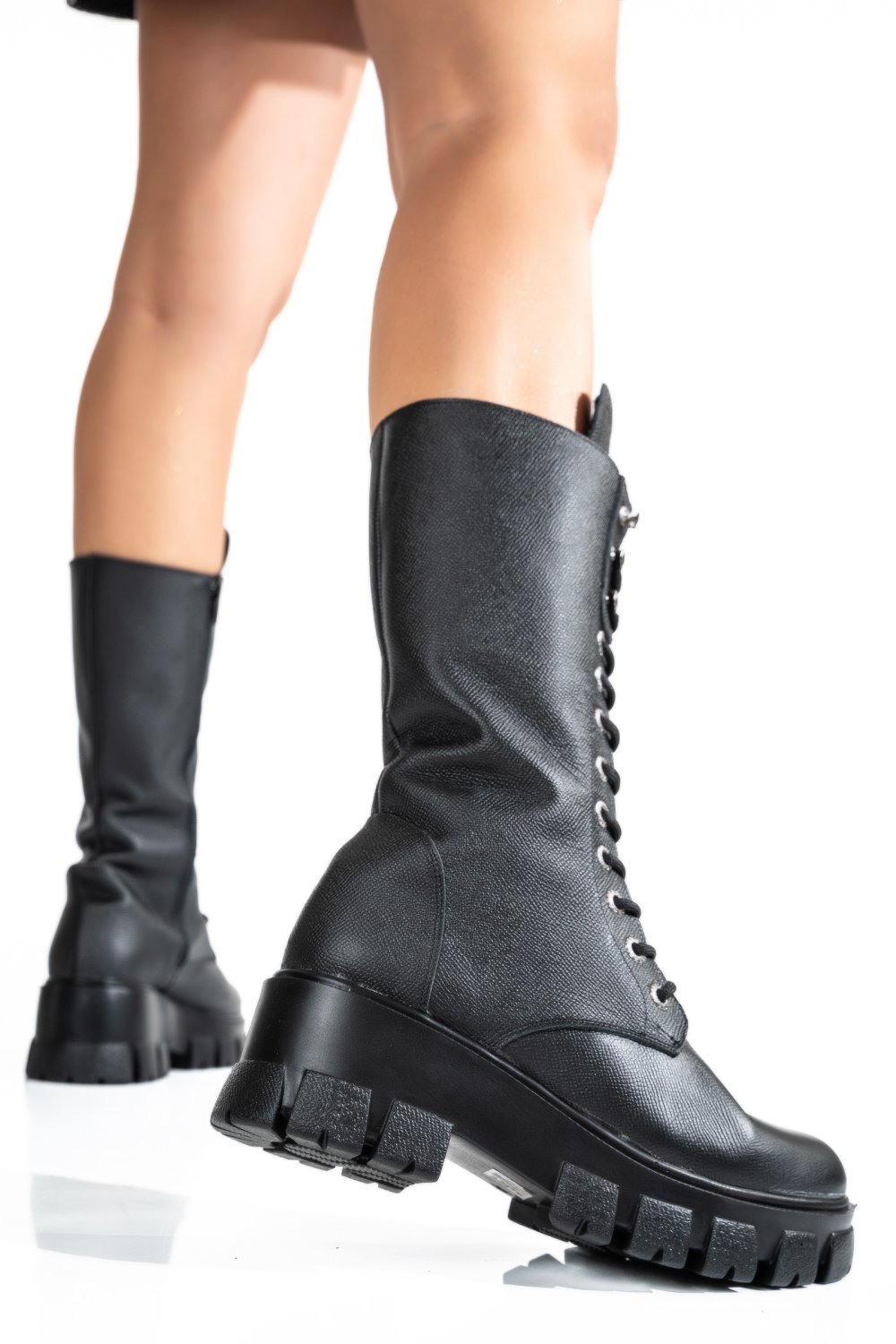 GHETE NEGRE PIELE NATURALA 195L