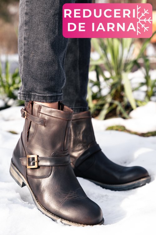 Ghete femei piele naturala maro inchis enza