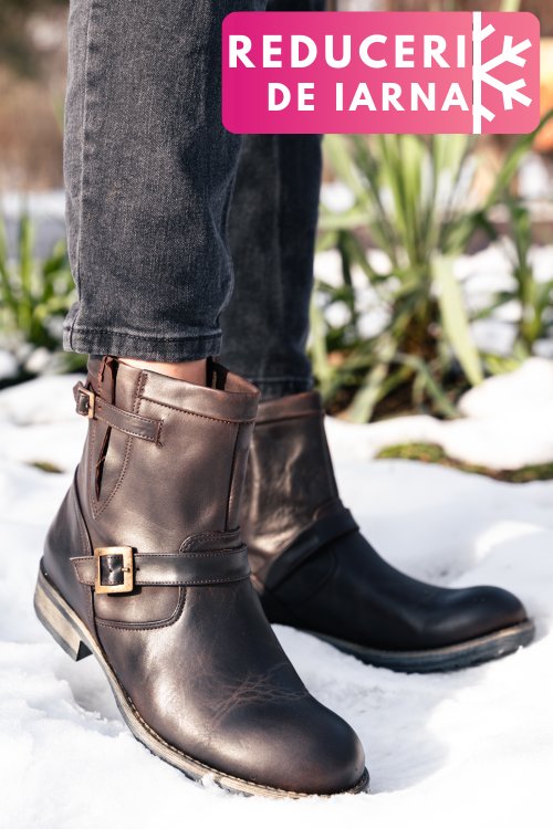 Ghete femei piele naturala maro inchis enza