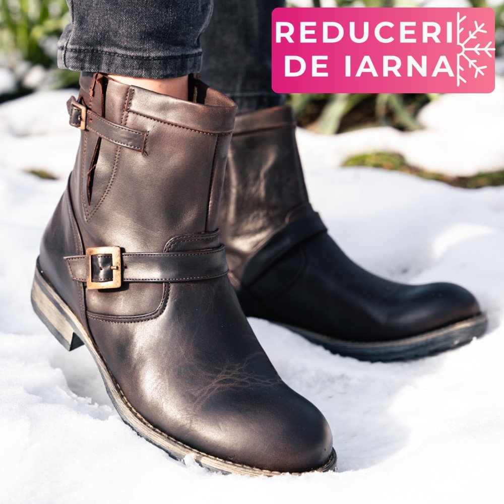 GHETE FEMEI PIELE NATURALA MARO INCHIS ENZA