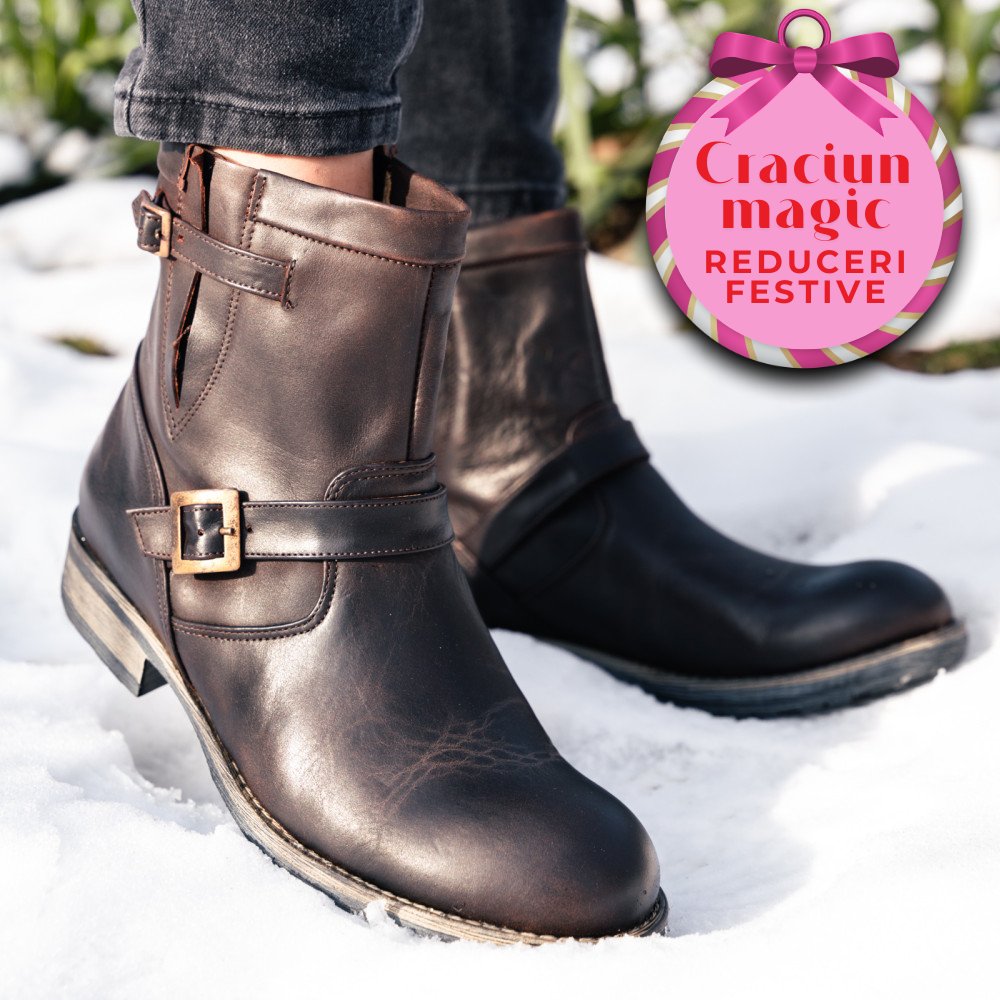 GHETE FEMEI PIELE NATURALA MARO INCHIS ENZA