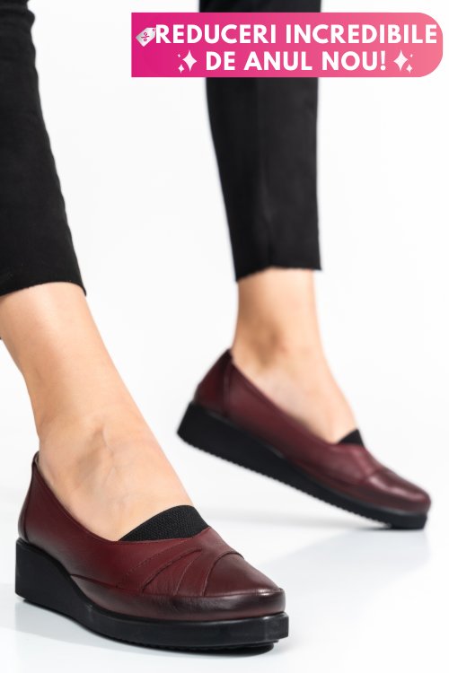 Pantofi bordo piele naturala 4pc25