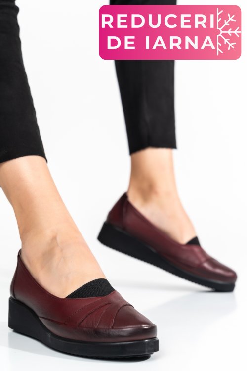 Pantofi bordo piele naturala 4pc25