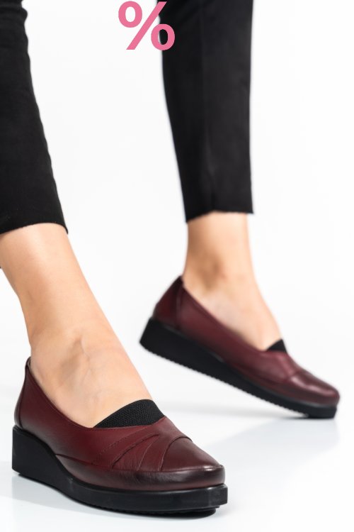 Pantofi bordo piele naturala 4pc25