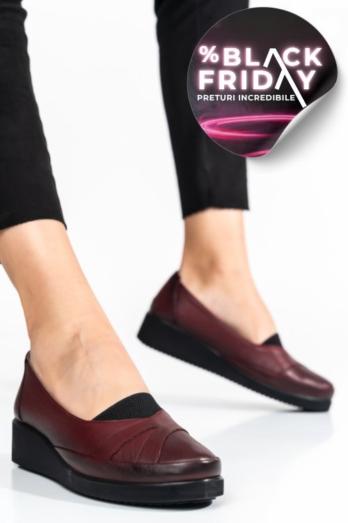 Pantofi bordo piele naturala 4pc25