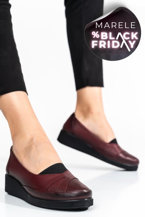 Pantofi bordo piele naturala 4pc25