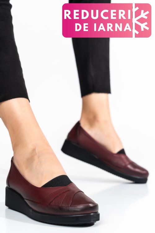 Pantofi bordo piele naturala 4pc25