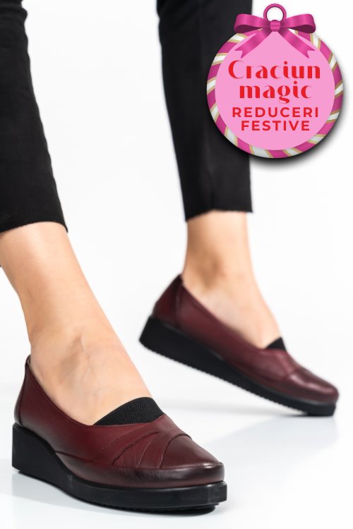 Pantofi bordo piele naturala 4pc25