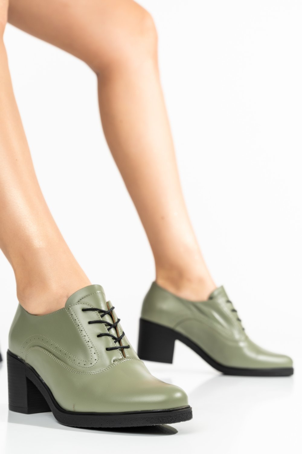 BOTINE OLIVE PIELE NATURALA 0PC17