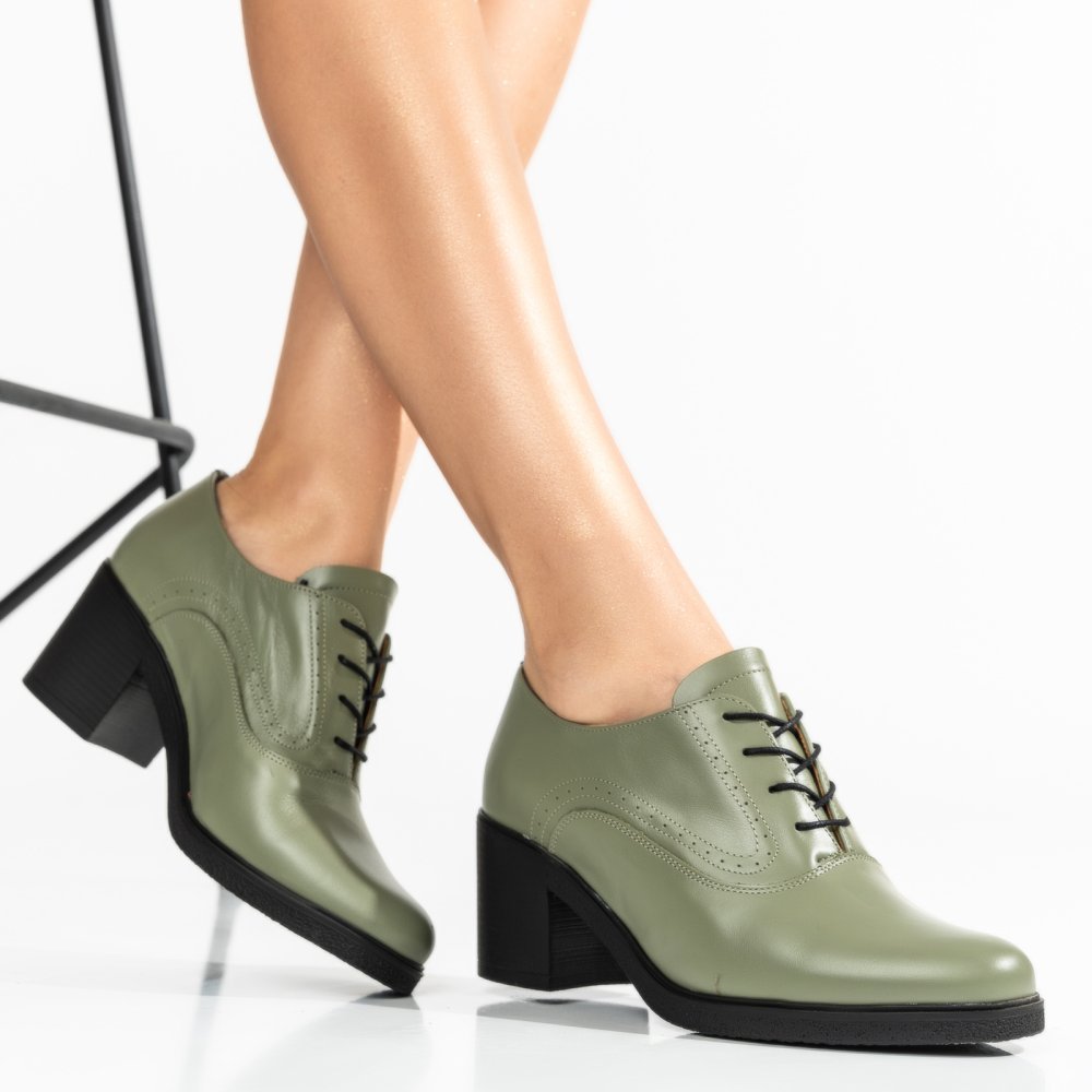 BOTINE OLIVE PIELE NATURALA 0PC17