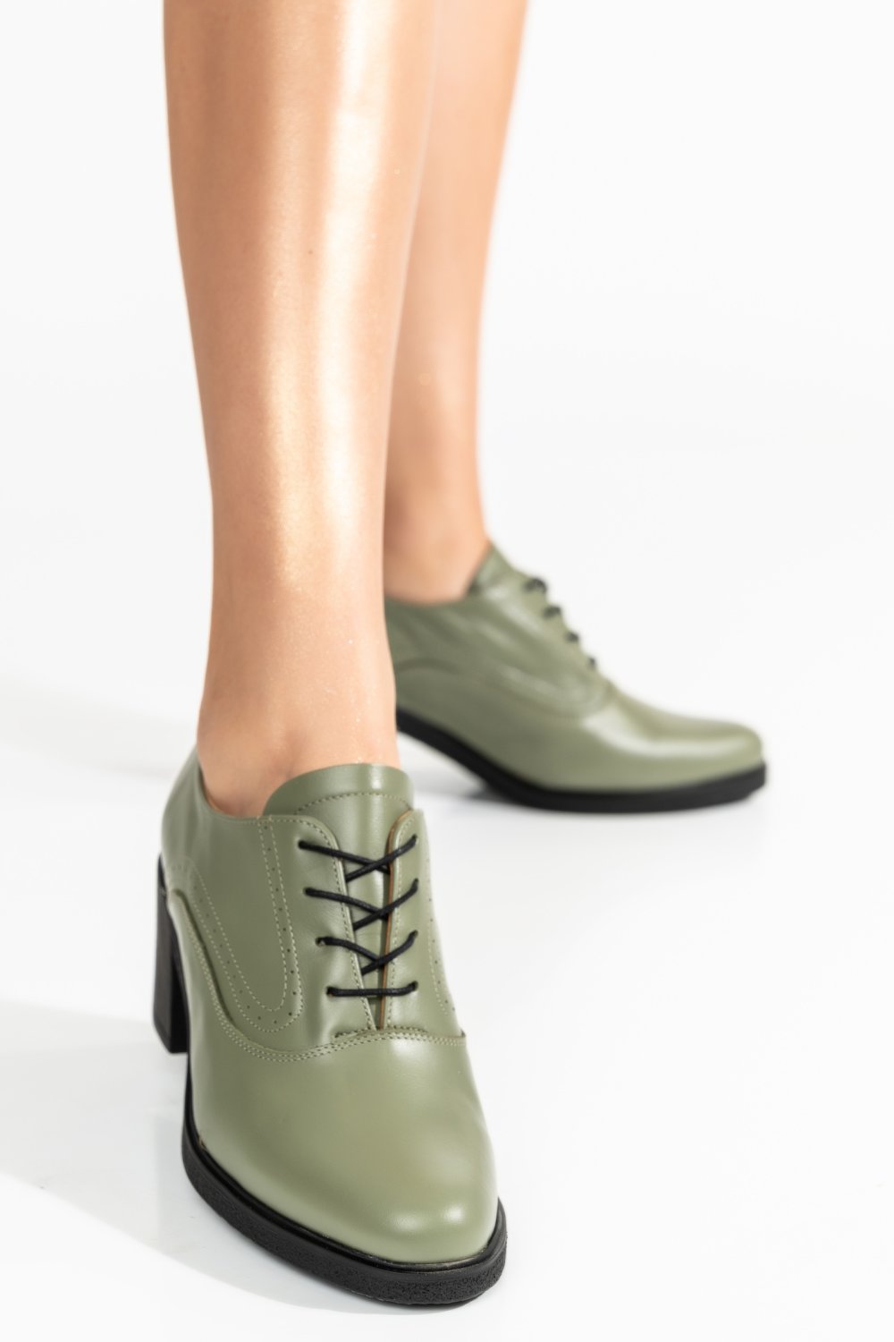 BOTINE OLIVE PIELE NATURALA 0PC17
