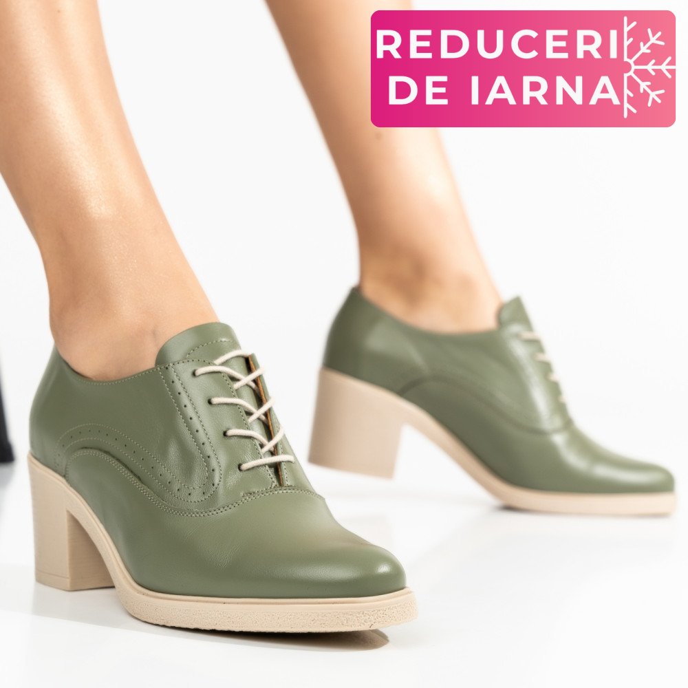 BOTINE OLIVE TALPA BEJ PIELE NATURALA 0PC17