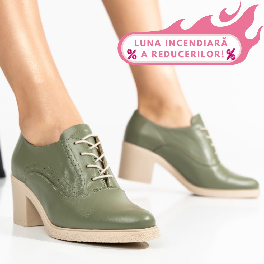 BOTINE OLIVE TALPA BEJ PIELE NATURALA 0PC17