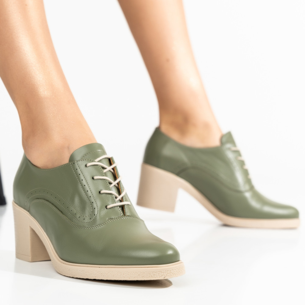 BOTINE OLIVE TALPA BEJ PIELE NATURALA 0PC17