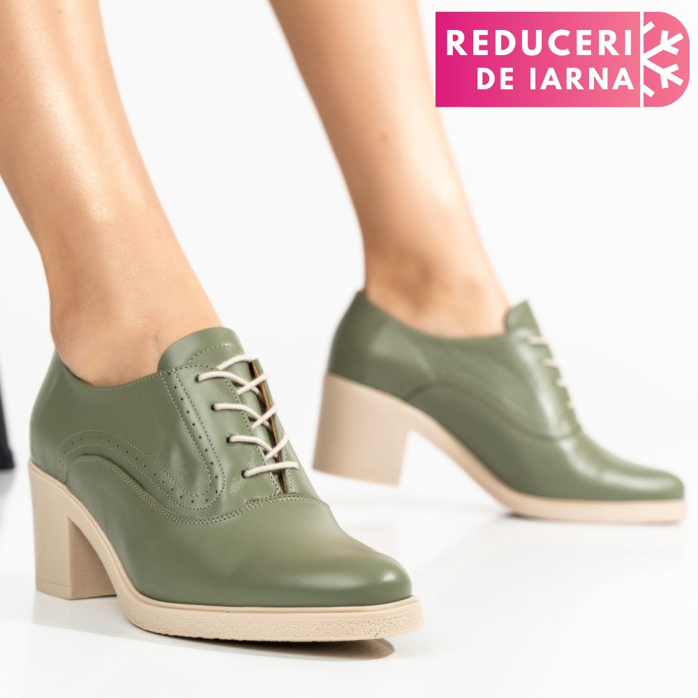 BOTINE OLIVE TALPA BEJ PIELE NATURALA 0PC17