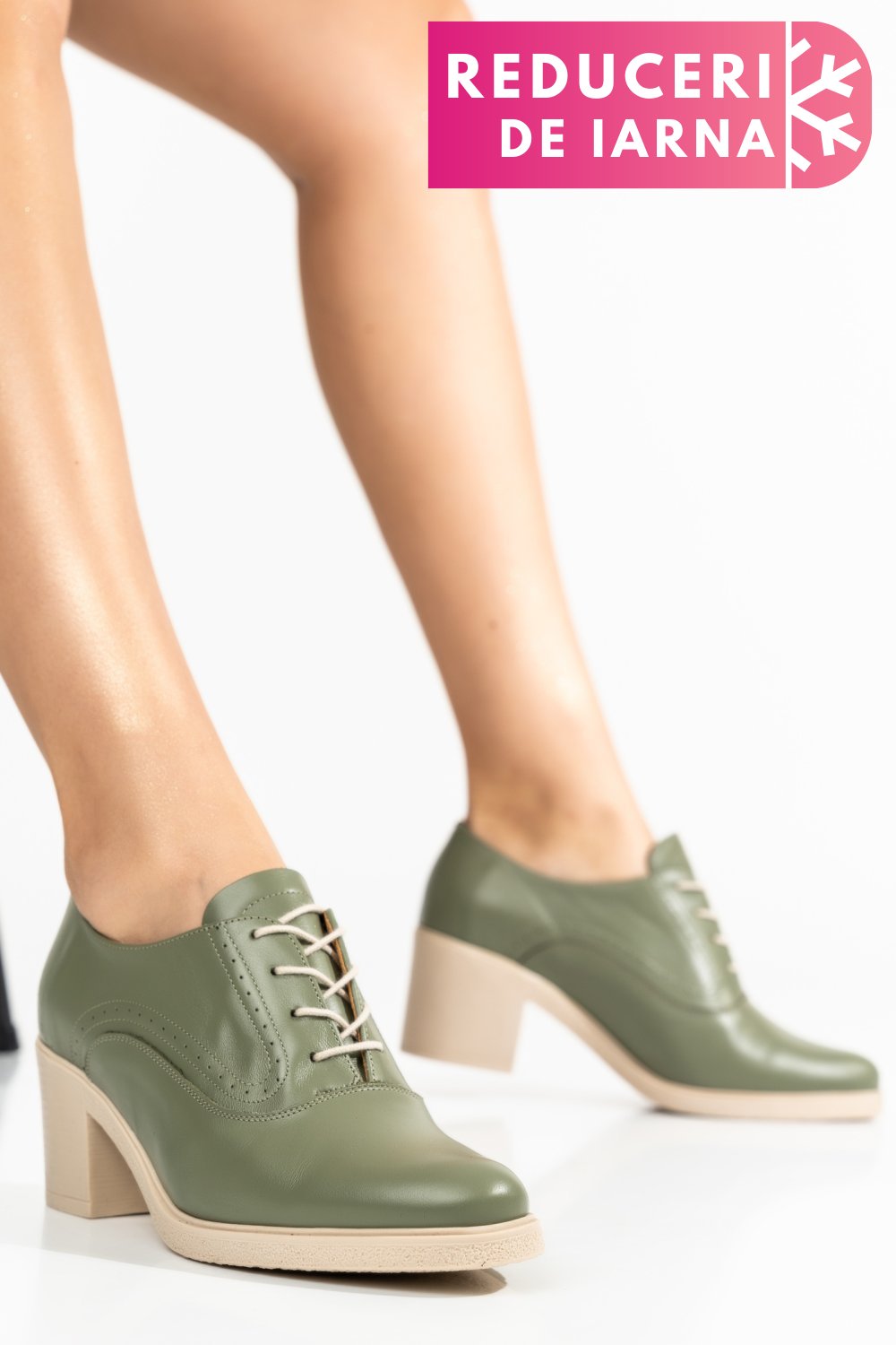 BOTINE OLIVE TALPA BEJ PIELE NATURALA 0PC17