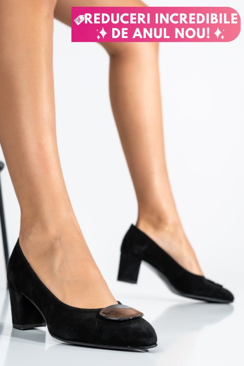 Pantofi negri piele naturala intoarsa 1s77510x