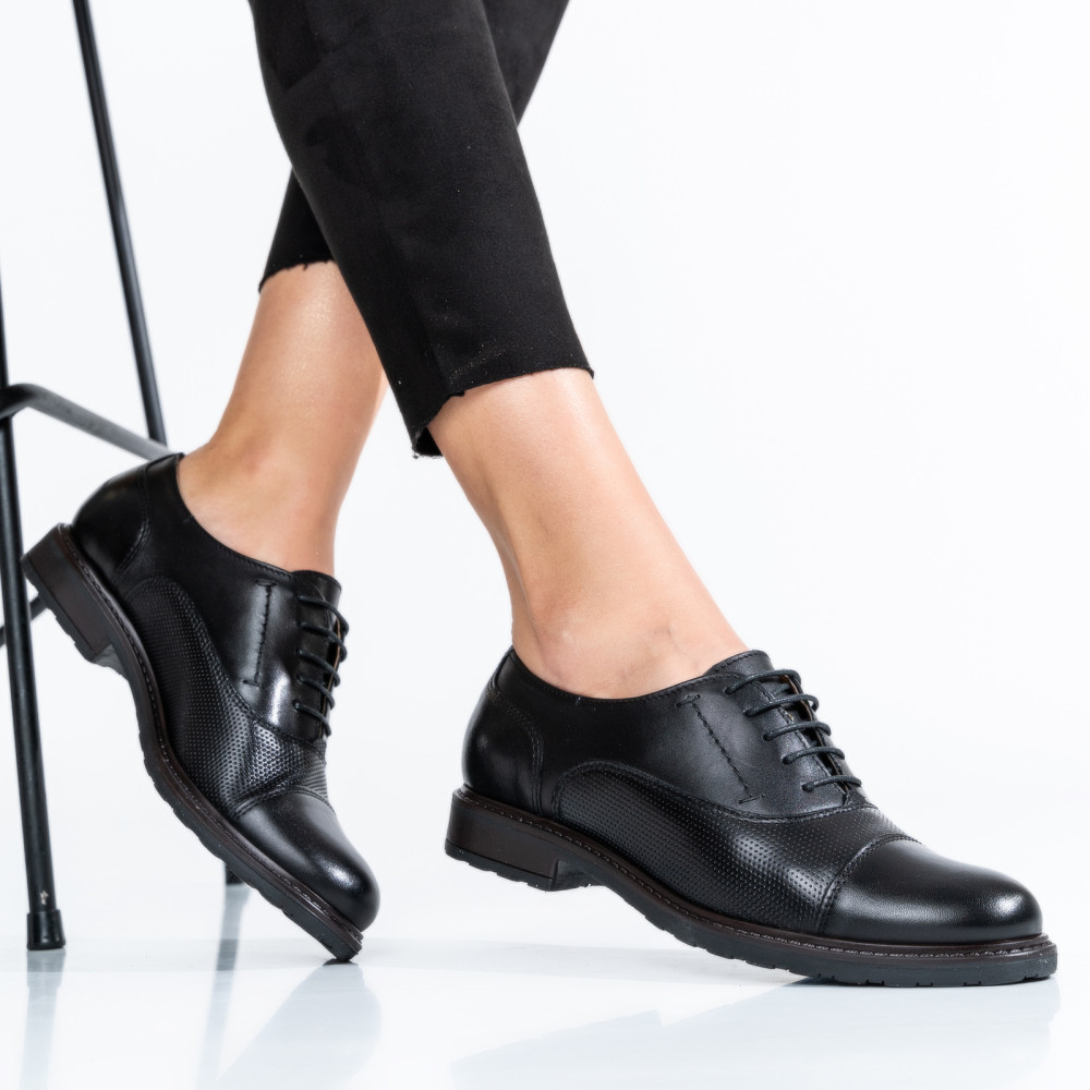 PANTOFI CASUAL DAMA PIELE NATURALA NEGRI 3730BIH
