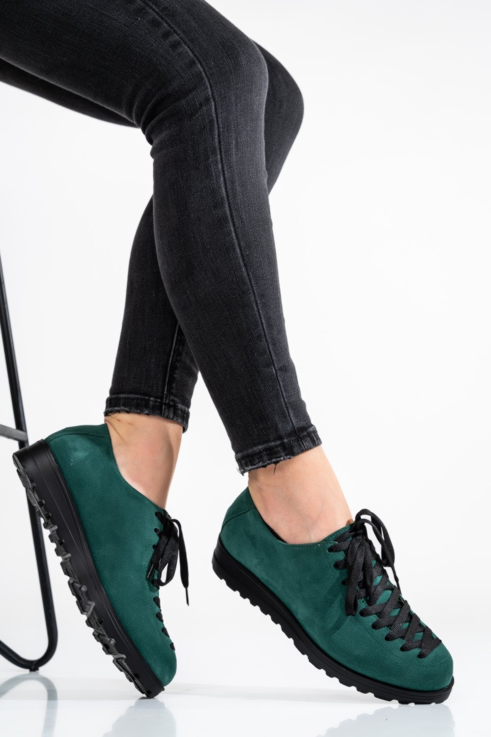 PANTOFI VERZI PIELE NATURALA INTOARSA 1S77147