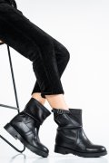 GHETE DAMA DE IARNA PIELE NATURALA NEGRE BIKERS