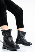 GHETE DAMA DE IARNA PIELE NATURALA NEGRE BIKERS