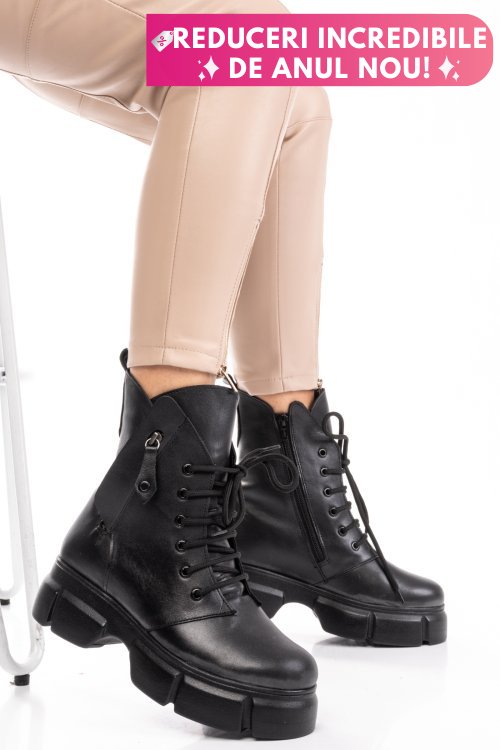 Ghete femei piele naturala negre 9s7763-a